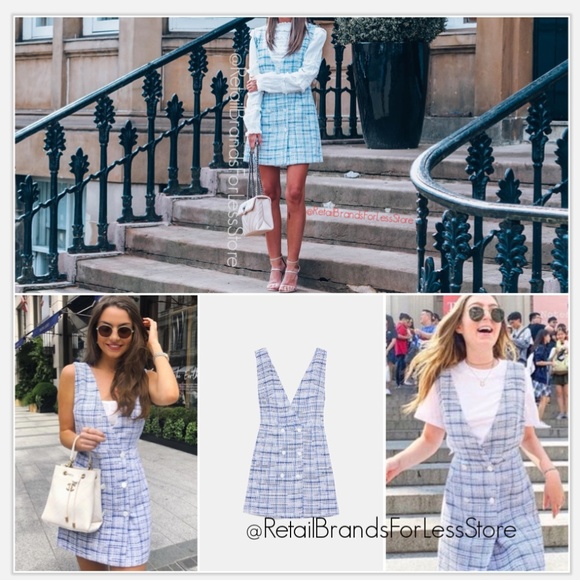 blue plaid pinafore dress